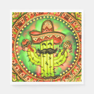 Mexican Fiesta Cinco de Mayo Sombrero Hat Green  Napkin