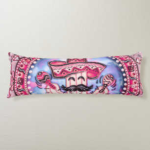 Mexican Fiesta Cinco de Mayo Sombrero Pink Blue Body Pillow