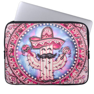 Mexican Fiesta Cinco de Mayo Sombrero Pink Blue Laptop Sleeve
