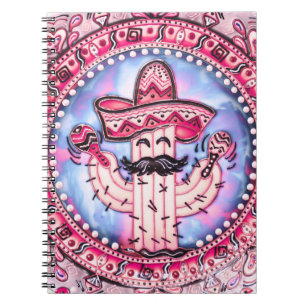 Mexican Fiesta Cinco de Mayo Sombrero Pink Blue Notebook