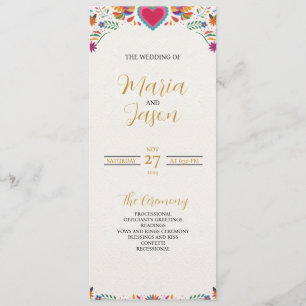 Mexican Fiesta Colorful Flowers Botanical Wedding Program