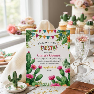 Mexican Fiesta Colourful Cactu Floral Bridal Showe Invitation