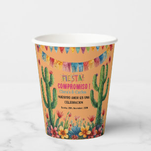 Mexican Fiesta Colourful Cactu Floral Bridal Showe Paper Cups