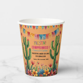 Mexican Fiesta Colourful Cactu Floral Bridal Showe Paper Cups