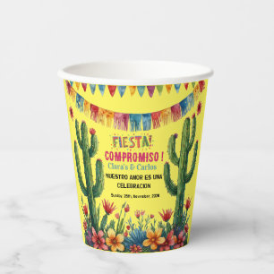 Mexican Fiesta Colourful Cactu Floral Bridal Showe Paper Cups