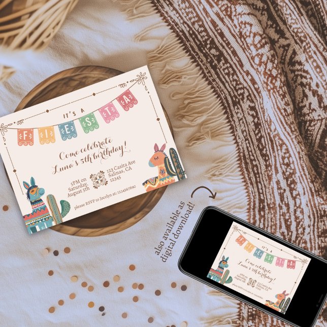 Mexican Fiesta Colourful Cactus Folk Birthday  Invitation (Creator Uploaded)