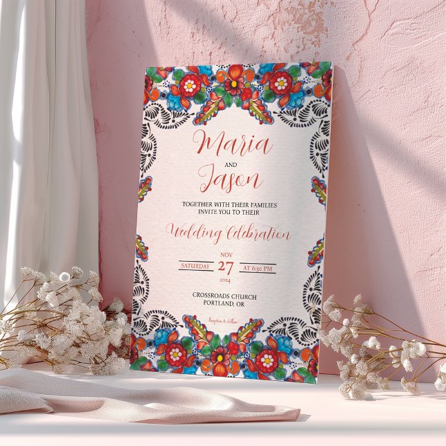 Mexican Fiesta Colourful Flowers Botanical Wedding Invitation (Mexican Fiesta Colorful Flowers Botanical Wedding Invitation)
