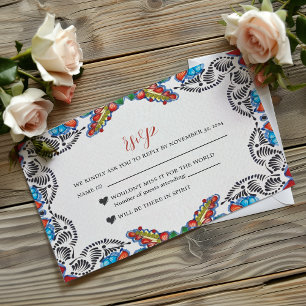 Mexican Fiesta Colourful Flowers Botanical Wedding RSVP Card