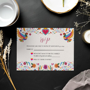 Mexican Fiesta Colourful Flowers Botanical Wedding RSVP Card