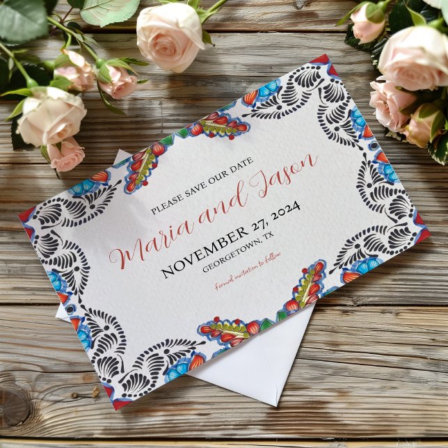 Mexican Fiesta Colourful Flowers Botanical Wedding Save The Date (Mexican Fiesta Colorful Flowers Botanical Wedding Save The Date)