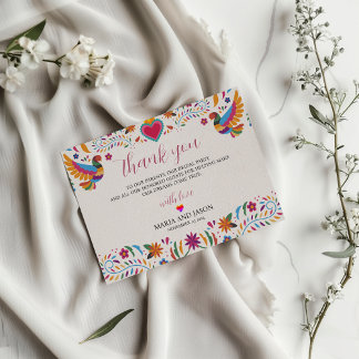 Mexican Fiesta Colourful Flowers Botanical Wedding Thank You Card