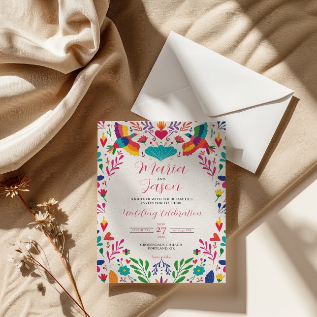 Mexican Fiesta Colourful Folk Art Floral Wedding Invitation (Mexican Fiesta Colorful Folk Art Floral Wedding Invitation)