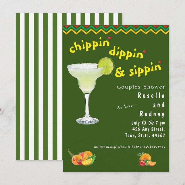 Mexican Fiesta Couples Shower 🎉 Fun Margarita  Invitation (Front/Back)