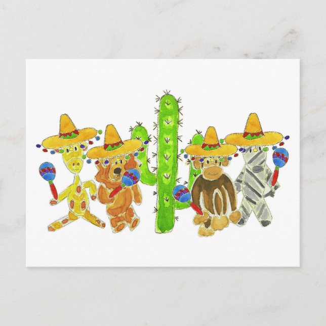 Mexican Fiesta Critters Postcard (Front)