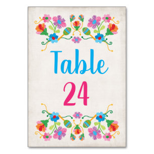 Mexican Fiesta Embroidery Table Numbers