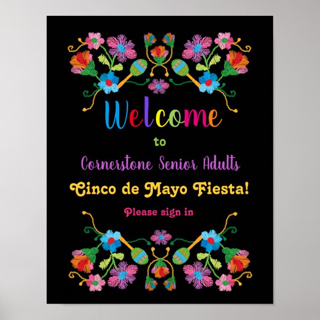 Mexican Fiesta Embroidery Welcome Poster (Front)