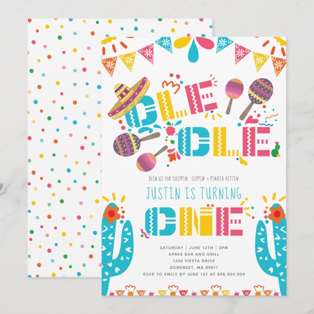 Mexican Fiesta First Birthday Invitation (Front/Back)
