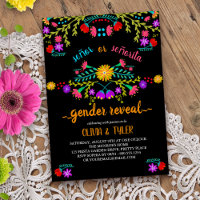 Mexican Fiesta Floral Black Colourful Gender Revea