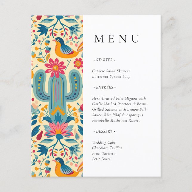 Mexican Fiesta Floral Bridal Shower Menu (Front)