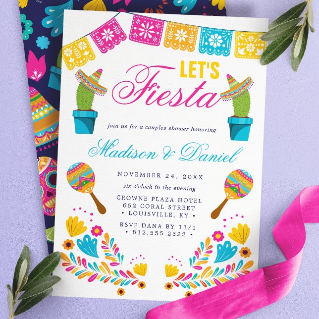 Mexican Fiesta Floral Couples Wedding Shower Invitation (Creator Uploaded)