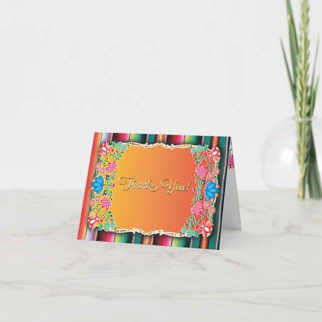Mexican Fiesta floral glitter thank you note (Front)