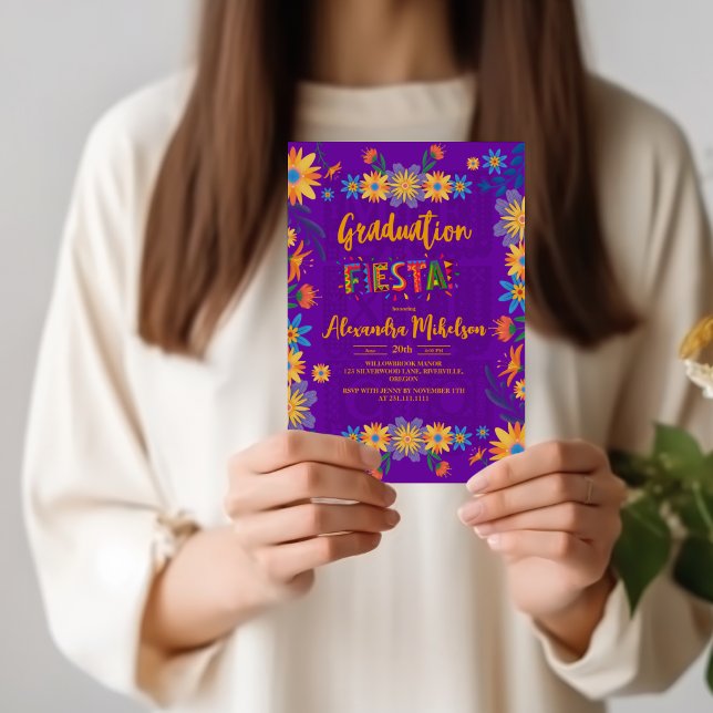 Mexican Fiesta Floral Graduation Party  Invitation (Creator Uploaded)