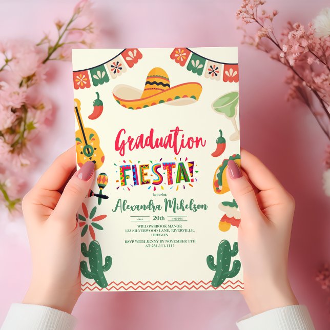 Mexican Fiesta Floral Graduation Party Invitation (Creator Uploaded)
