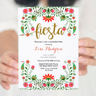 Mexican Fiesta Floral Graduation Party Invitation