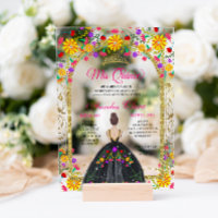 Mexican Fiesta Floral Princess Gold Quinceanera