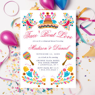 Mexican Fiesta Floral Sombrero Rehearsal Dinner Invitation