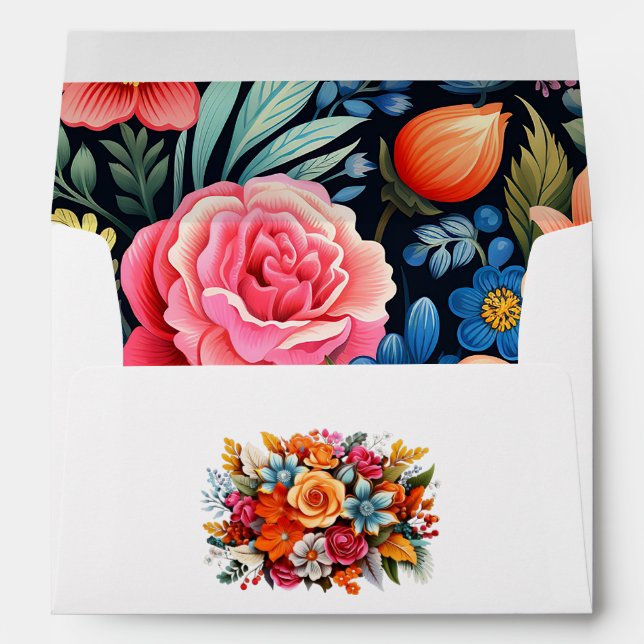 Mexican Fiesta Floral Wedding Envelope (Back (Bottom))