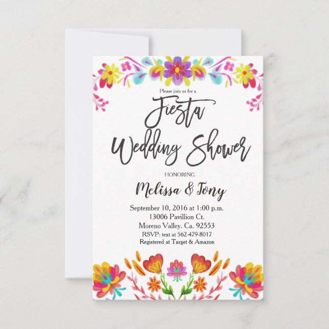Mexican Fiesta Floral Wedding shower Invitation (Front)