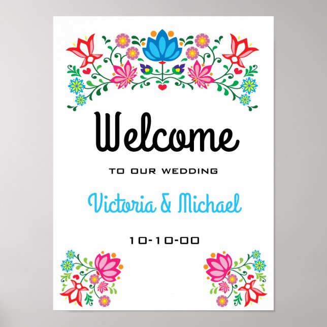 Mexican Fiesta Floral Welcome Poster (Front)
