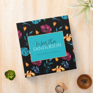 Mexican Fiesta Flower Black Wedding Planner Binder