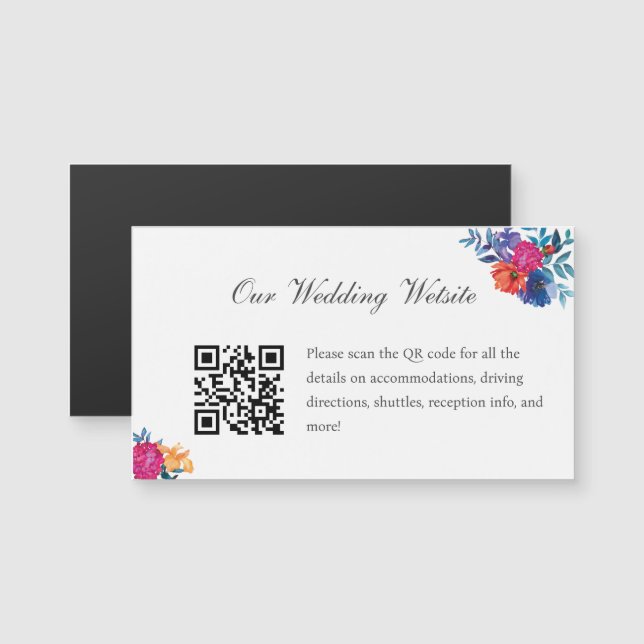 Mexican Fiesta Flower Wedding Details Magnet Card (Front/Back)