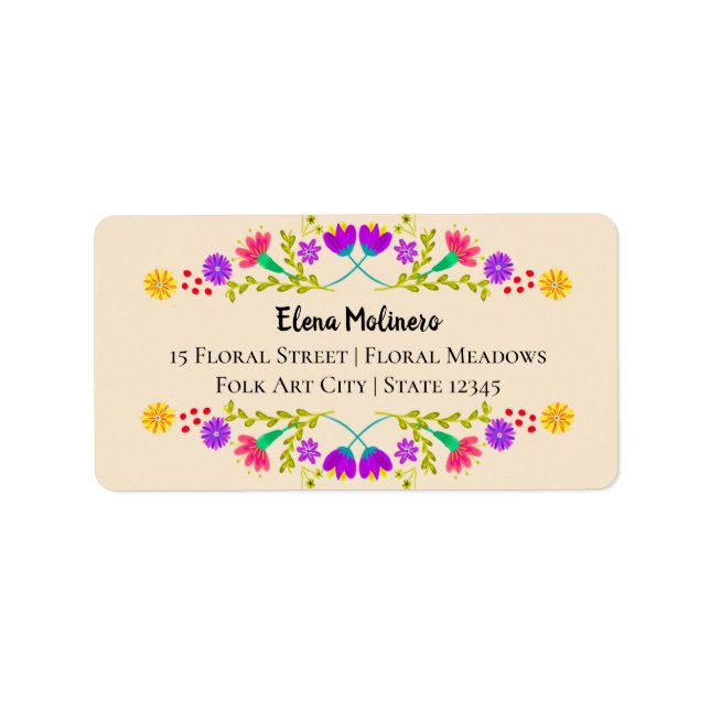 Mexican Fiesta Folk Art Champagne Address Label (Front)
