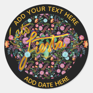 Mexican Fiesta Folk Flowers Personalized Classic Round Sticker