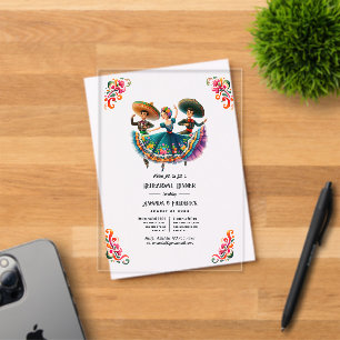 Mexican Fiesta Folklorico Rehearsal Dinner Acrylic Invitations