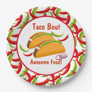 Mexican Fiesta Food Taco Bout Awesome Food Party Paper Plate