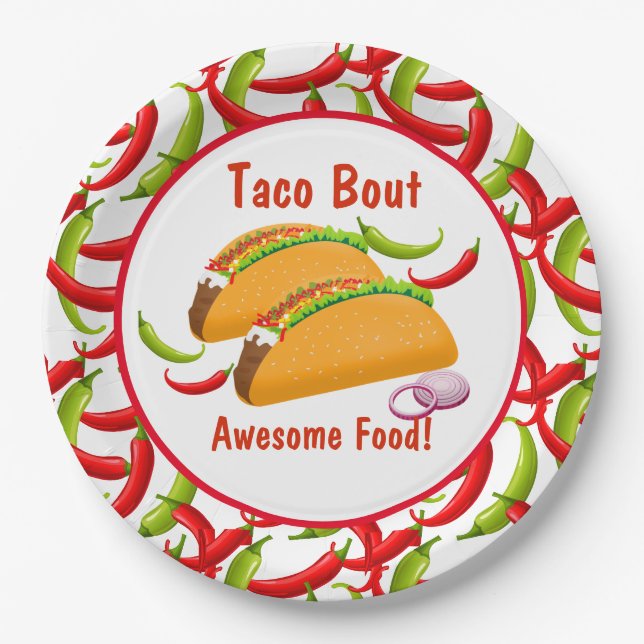 Mexican Fiesta Food Taco Bout Awesome Food Party Paper Plate (Front)