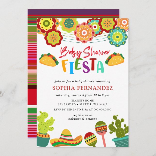 Mexican Fiesta Gender Neutral Baby Shower Invitation (Front/Back)