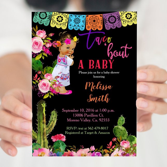 Mexican Fiesta Gold Glitter Baby Shower Invitation (Creator Uploaded)