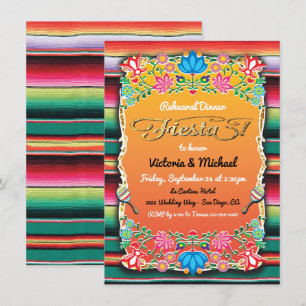 Mexican Fiesta Gold Glitter Rehearsal Dinner Invitation