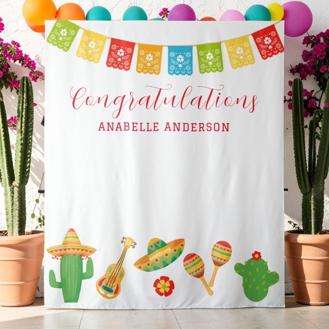 Mexican Fiesta Graduation Party Backdrop Tapestry (Creator Uploaded)