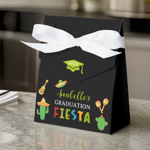 Mexican Fiesta Graduation Party Black Favor Box