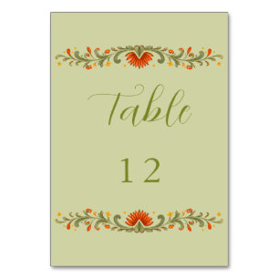 Mexican Fiesta Green Talavera Wedding Table Number