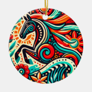 Mexican fiesta horse ceramic ornament