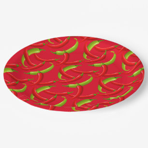 Mexican Fiesta Hot Chili Peppers Red Paper Plate