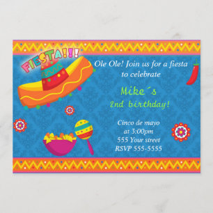 Mexican Fiesta Invitation Boy Birthday Blue