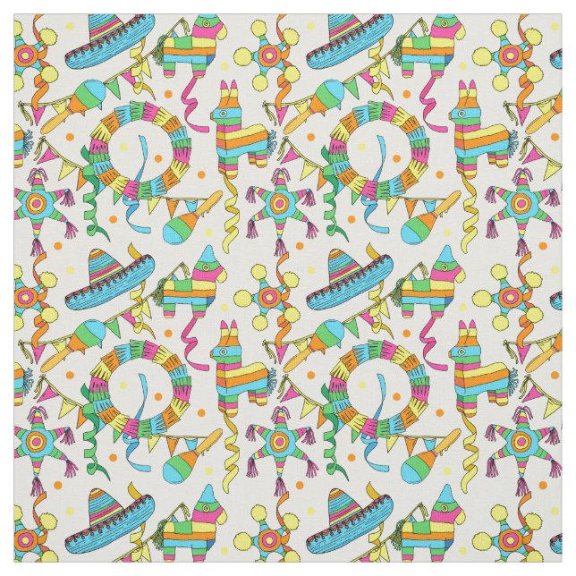 Mexican Fiesta Kids Pinata Party Fabric (Swatch)